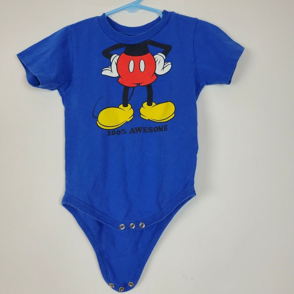 Disney World Mickey Mouse Baby One Piece 24M Blue 100% Awesome